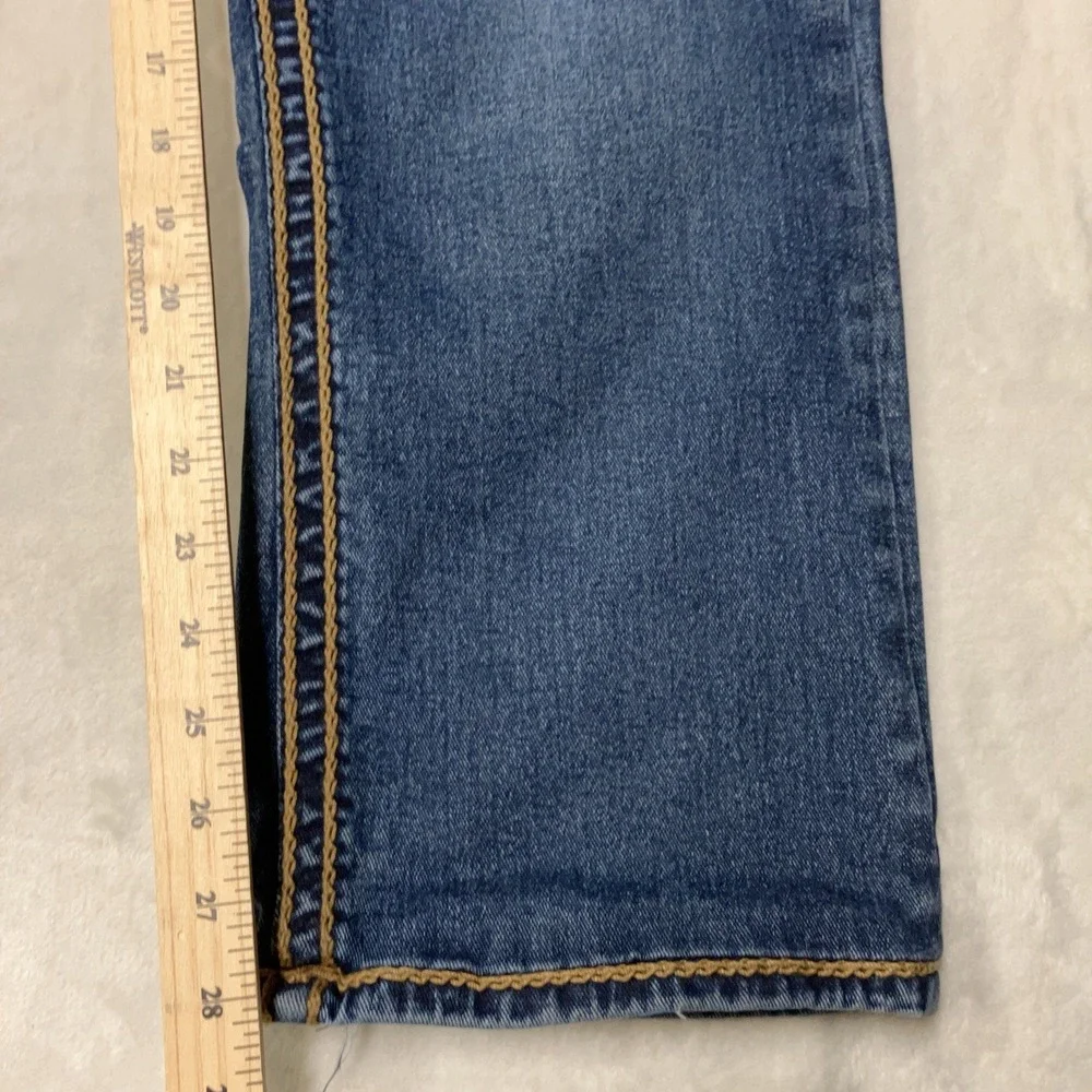 True Religion Rope Stitch Jeans Relaxed Straight Flap Pocket 34 Fit 36x28 USA